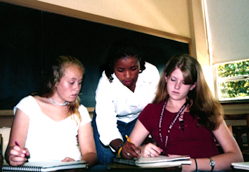 Students cooperate in their English class.